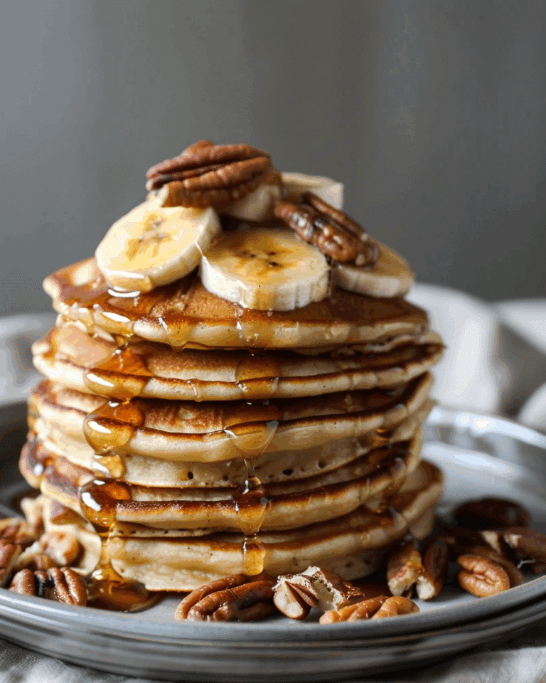 Banana Pancakes with Caramelized Bananas and Toasted Pecans