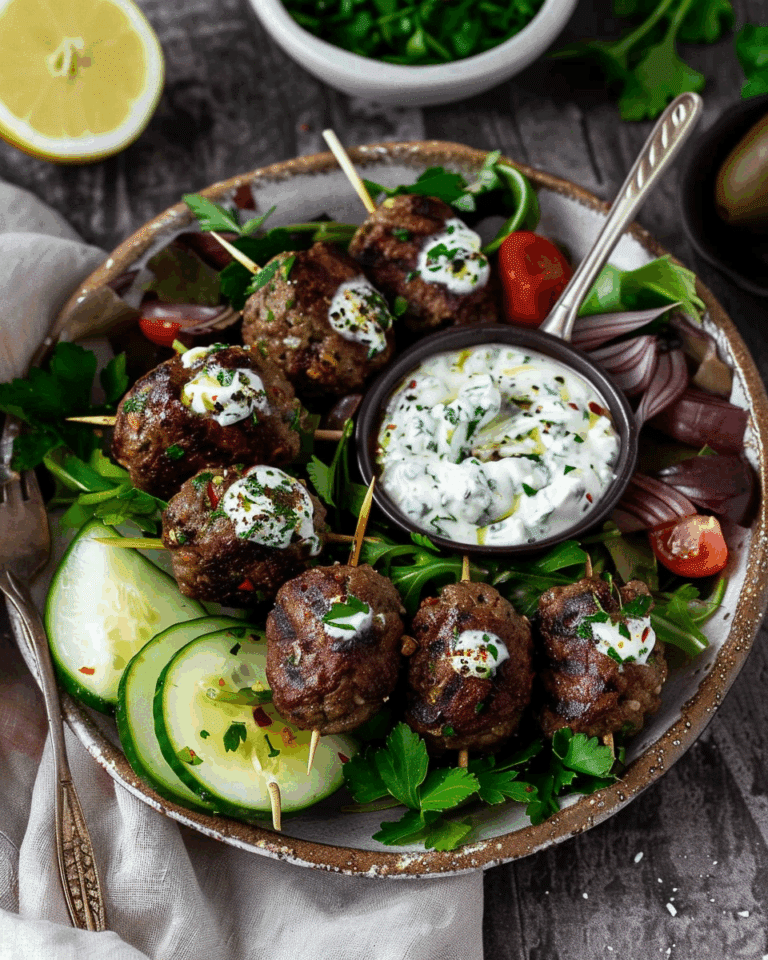 Beef Kofta With Greek Yogurt Sauce