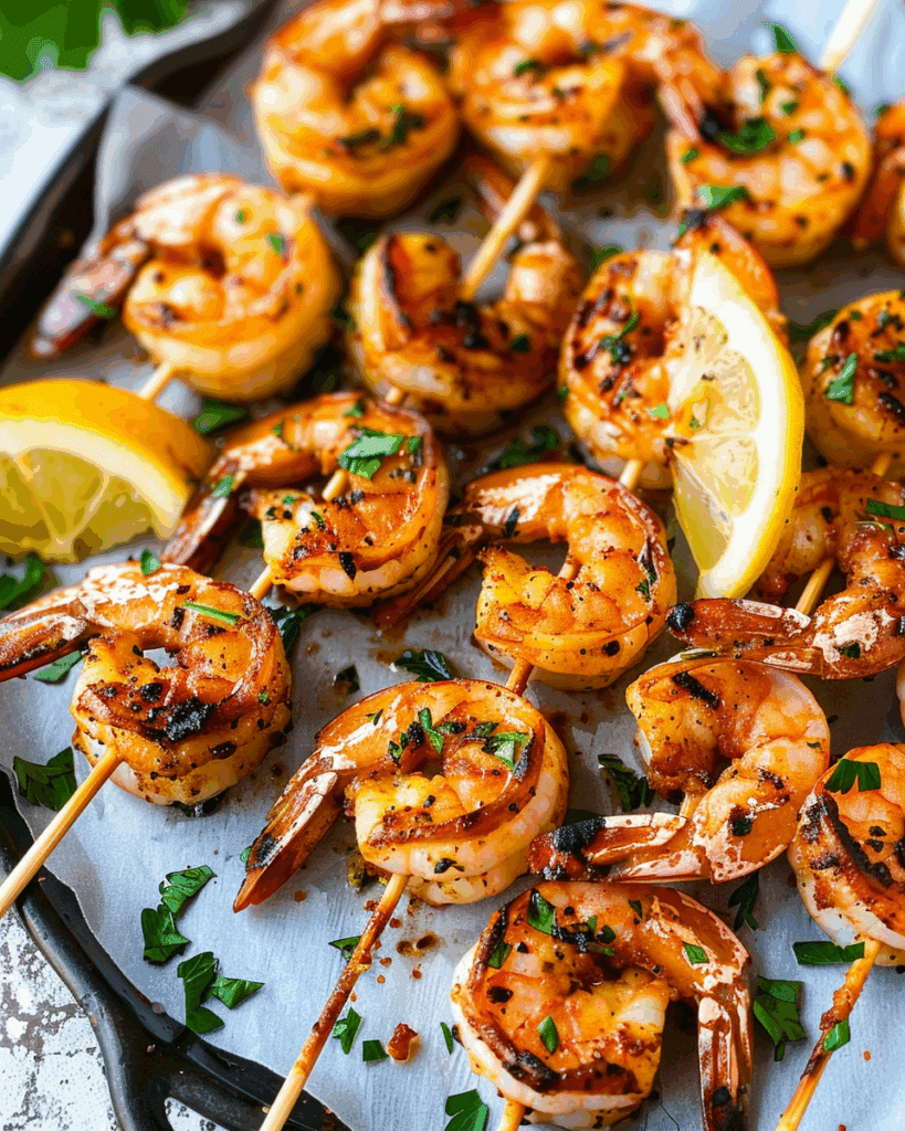 Cajun Garlic Butter Grilled Shrimp Skewers