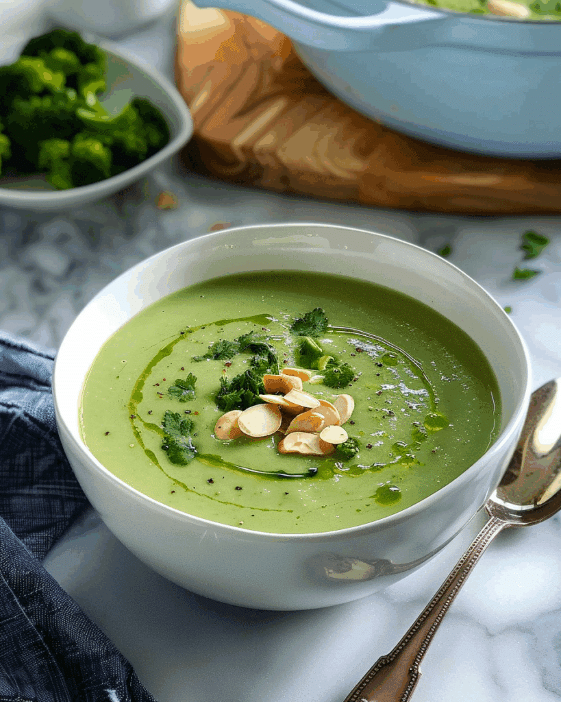 Creamy Broccoli and Almond Soup (Vegan)