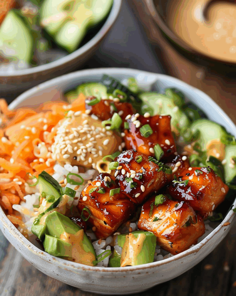 Crispy Bang Bang Salmon Bites Bowls