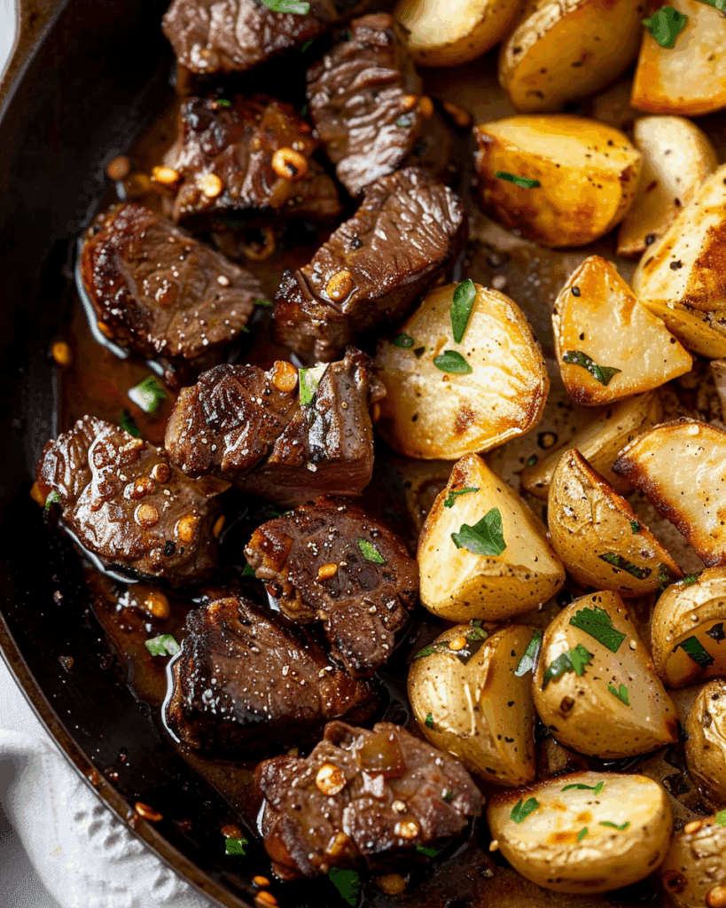 Garlic-Butter Steak Bites With Potatoes