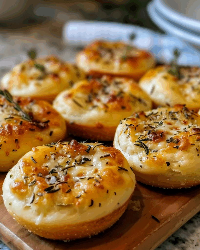 Golden Crust Garlic Rosemary Focaccia Muffins