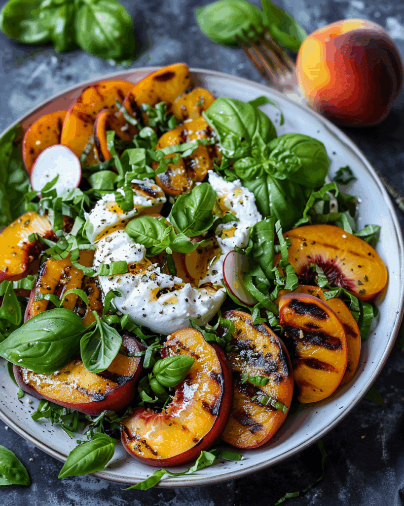Grilled Peach and Burrata Salad