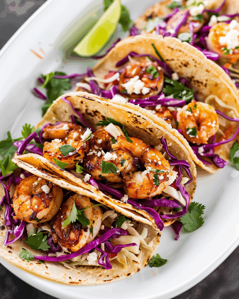 Grilled Shrimp Tacos With Cabbage Slaw