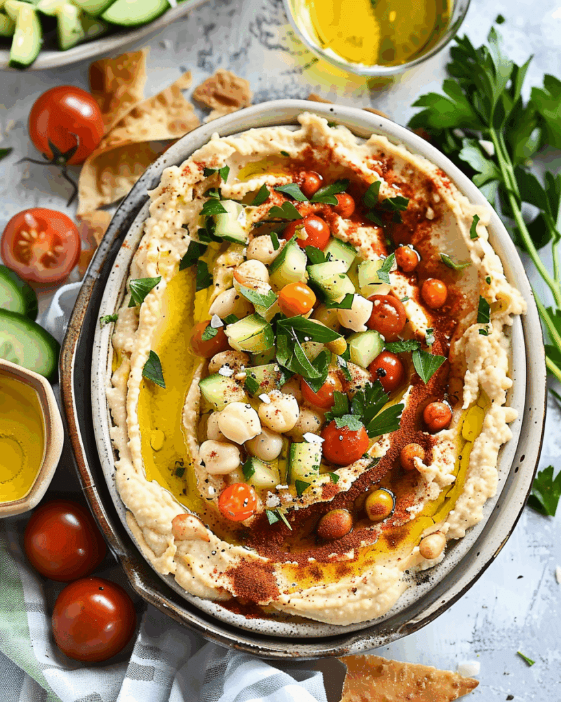Hummus Plate with Loaded Greek Toppings