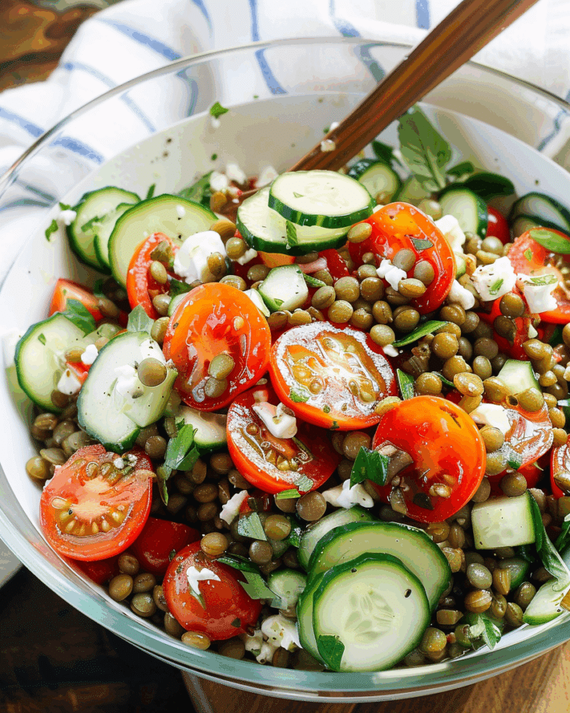 Lentil, Cucumber, and Tomato Salad