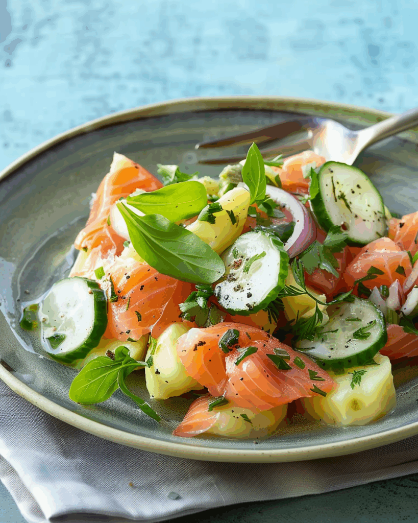 Poached Trout with Potato & Pickled Salad