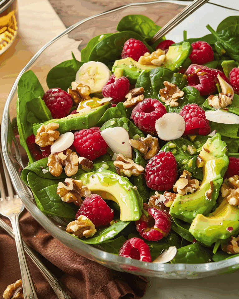 Raspberry-Spinach Salad with Avocado & Walnuts
