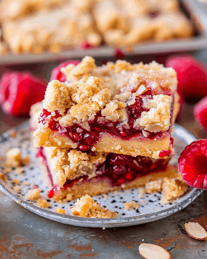 Raspberry Crumble Bars with Almond Streusel