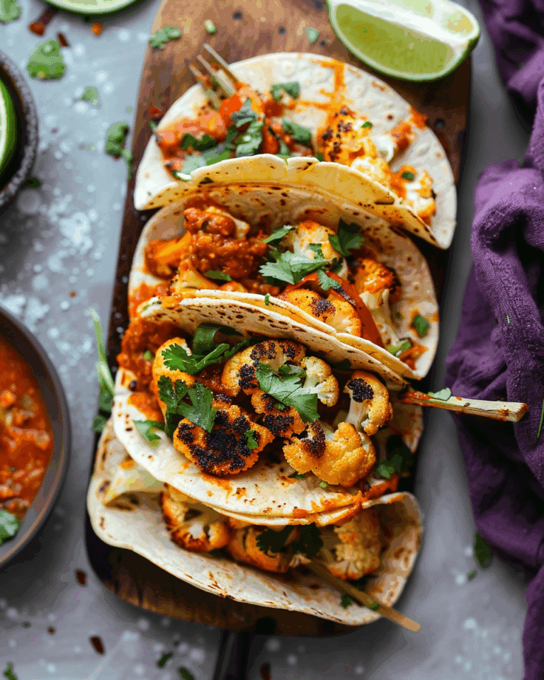 Roasted Cauliflower Tacos with Chipotle Romesco