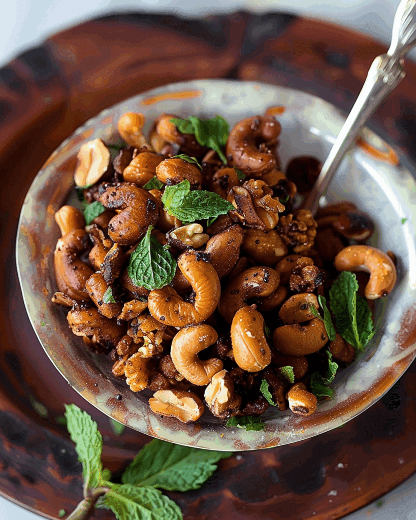 Tamarind Spiced Nuts With Mint