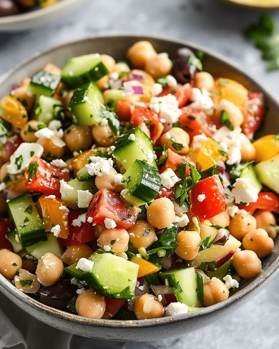 The Easiest Chopped Chickpea Greek Salad