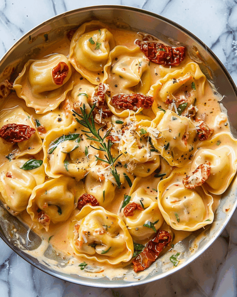 Tortellini with Sun-dried Tomatoes in Cream Sauce