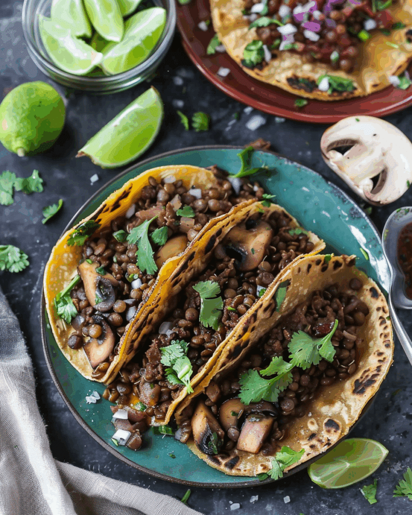 Vegan Lentil Tacos with Mushrooms