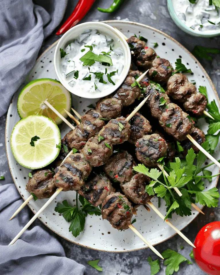 Beef Kofta Kebabs with Tzatziki Sauce
