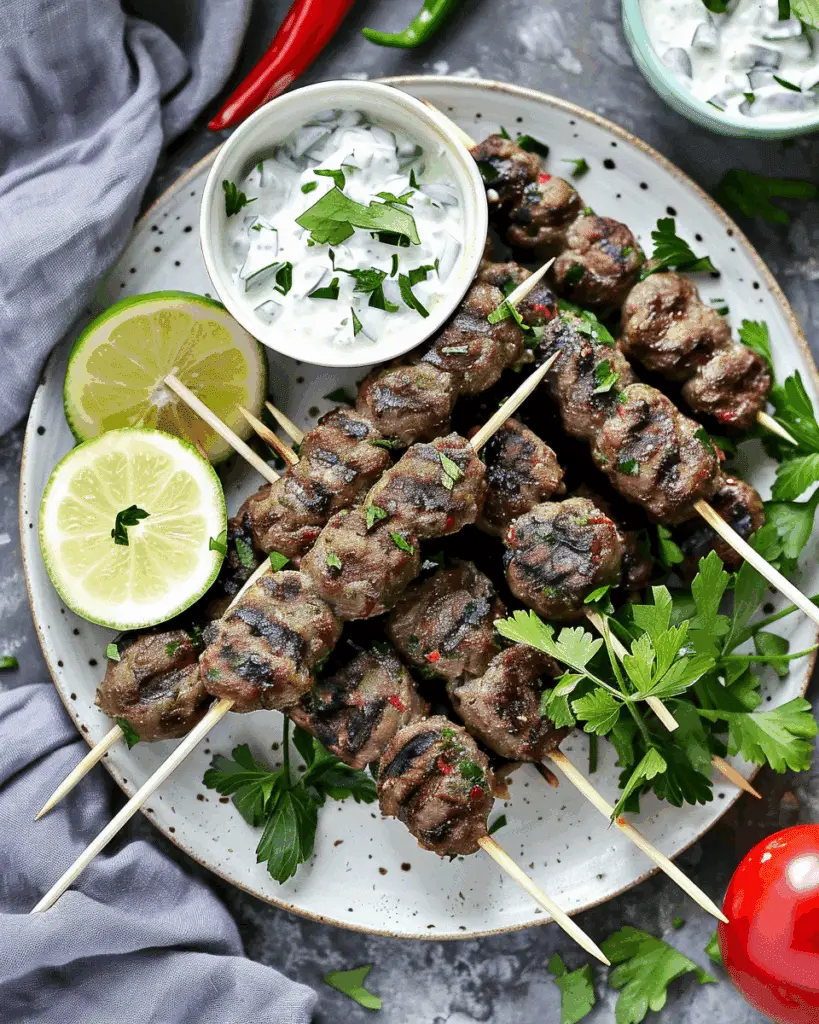Beef Kofta Kebabs with Tzatziki Sauce