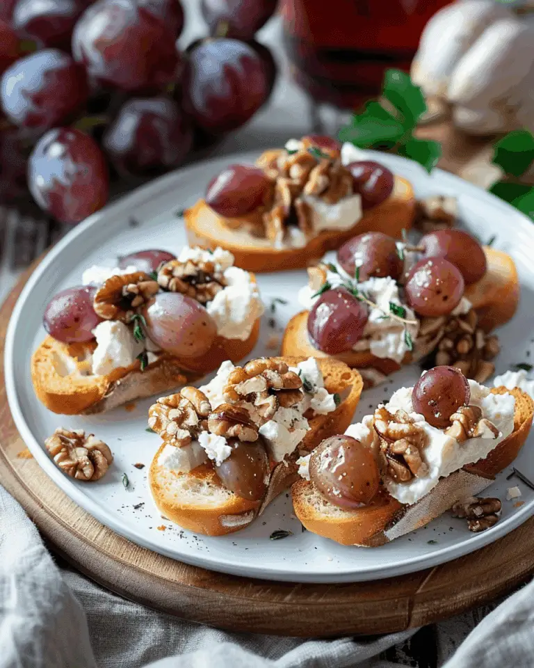 Roasted Grape Crostini with Goat Cheese and Walnuts