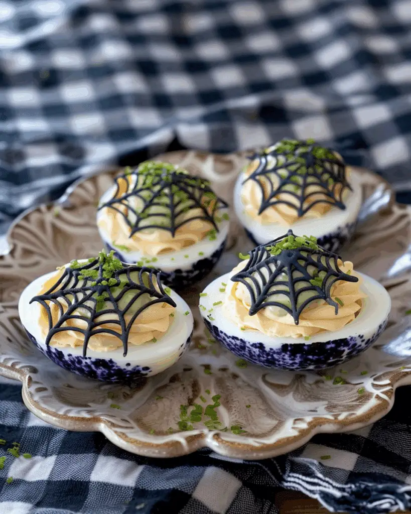 Spooky Spiderweb Deviled Eggs