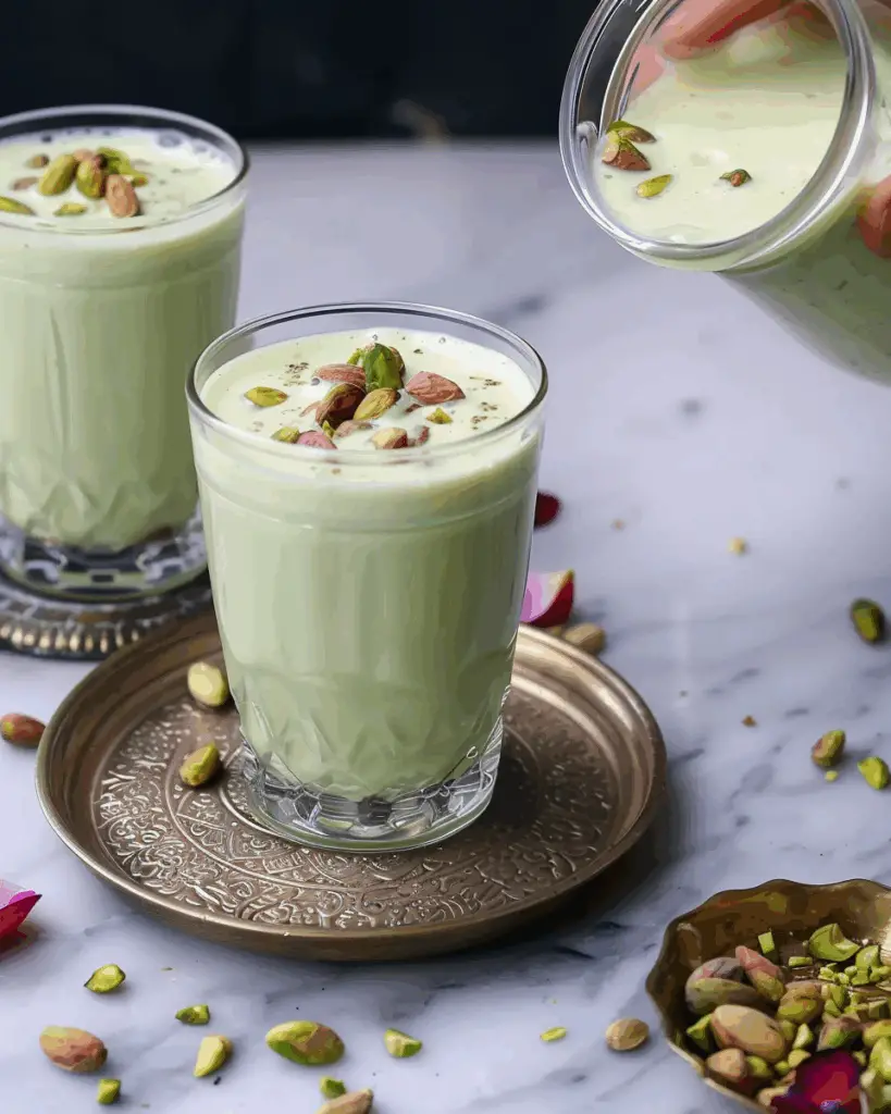 Cold Pistachio Milk with Cardamom and Rosewater