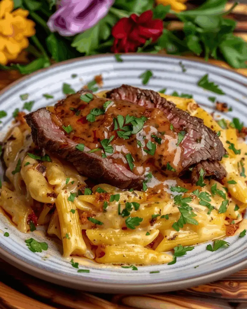 Cajun Steak Penne with Ranch Honey Cheese Sauce