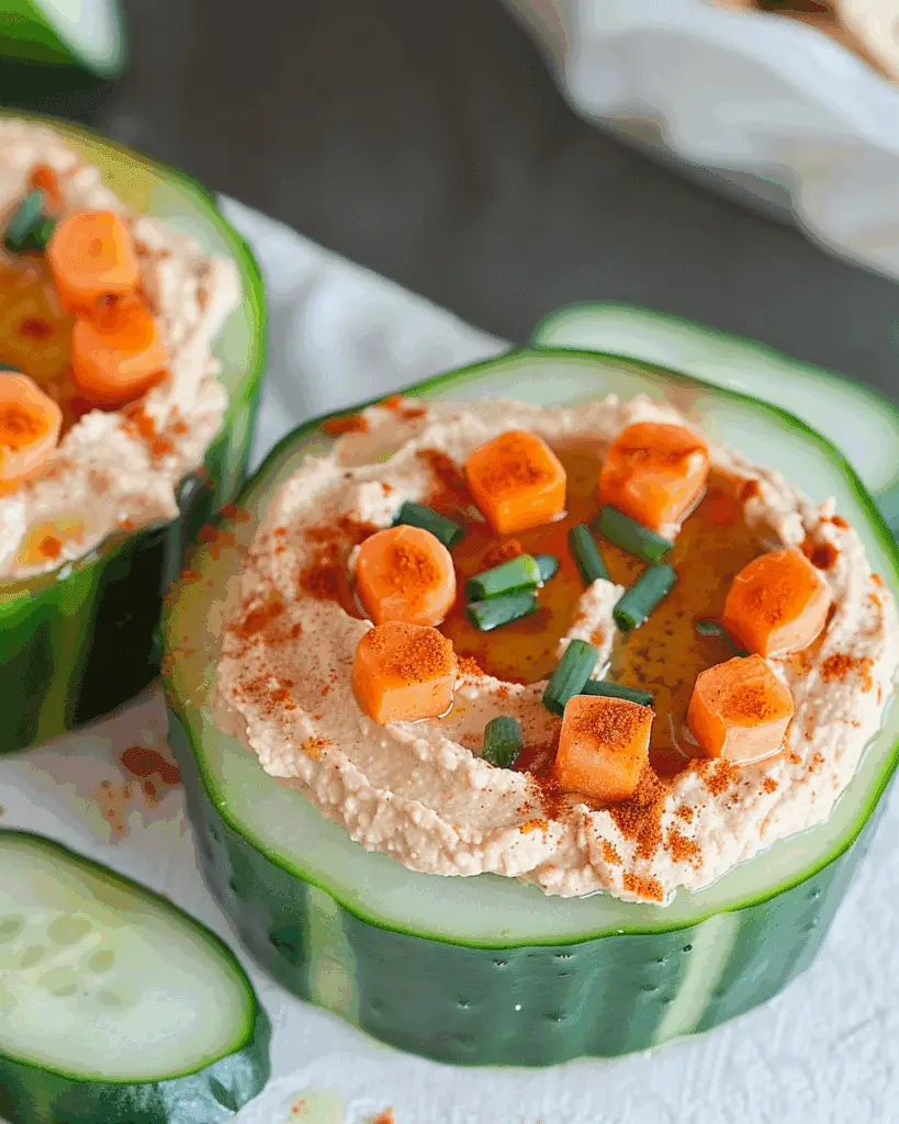 Carrot Hummus Cucumber Cups