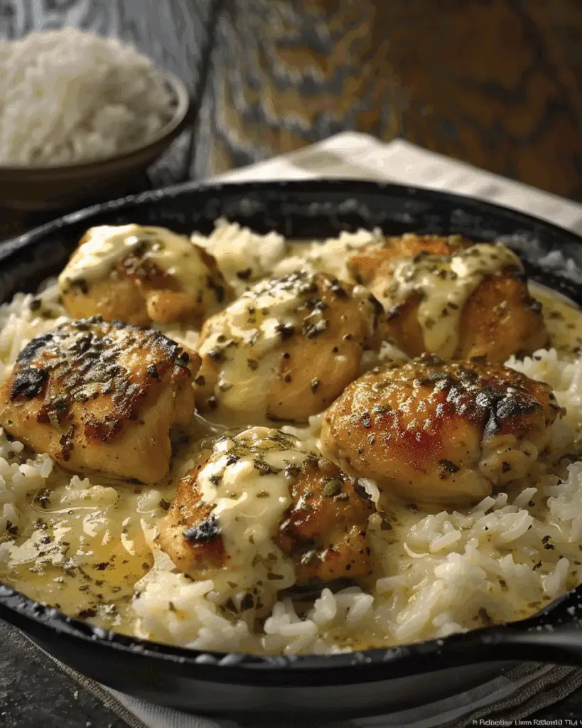 Chicken Scampi with Creamy Garlic Parmesan Rice