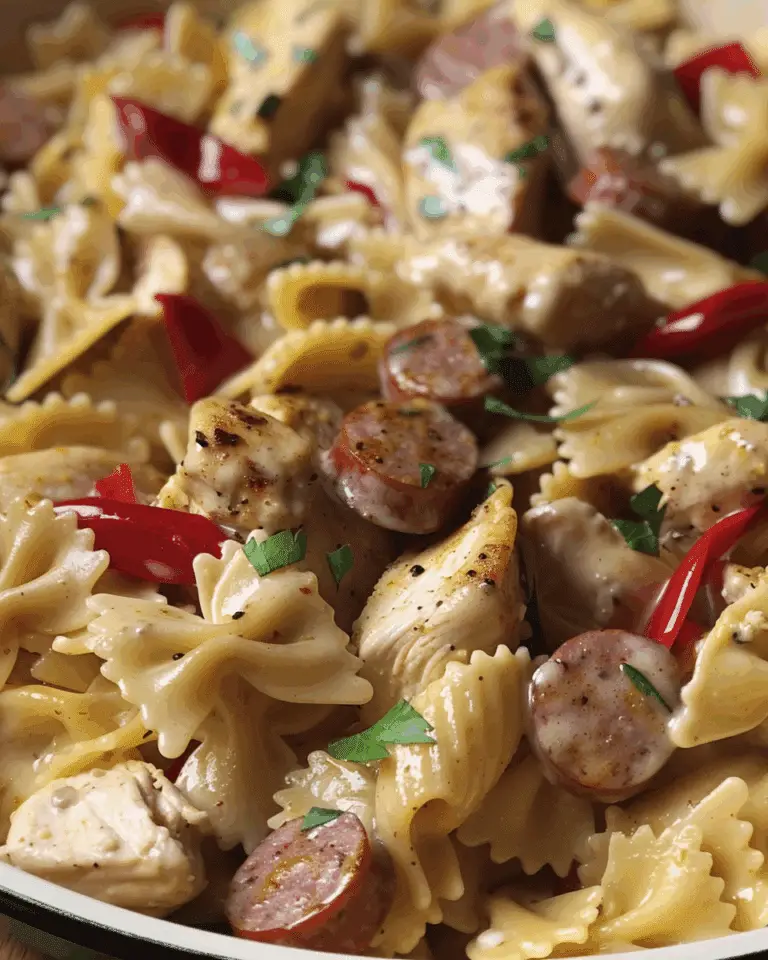 Creamy Cajun Chicken and Sausage Pasta Skillet Recipe