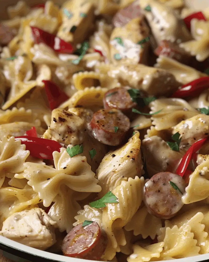Creamy Cajun Chicken and Sausage Pasta Skillet Recipe