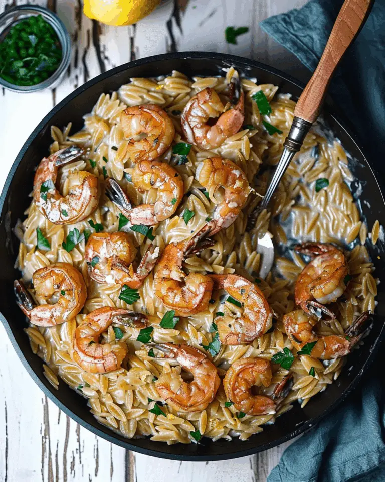 Creamy Lemon Garlic Orzo With Prawns