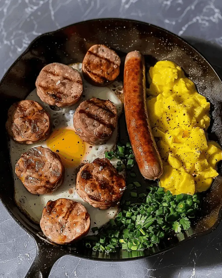 Wake Up To A Delicious Eggs, Steak Bites, And Sausage Breakfast Skillet