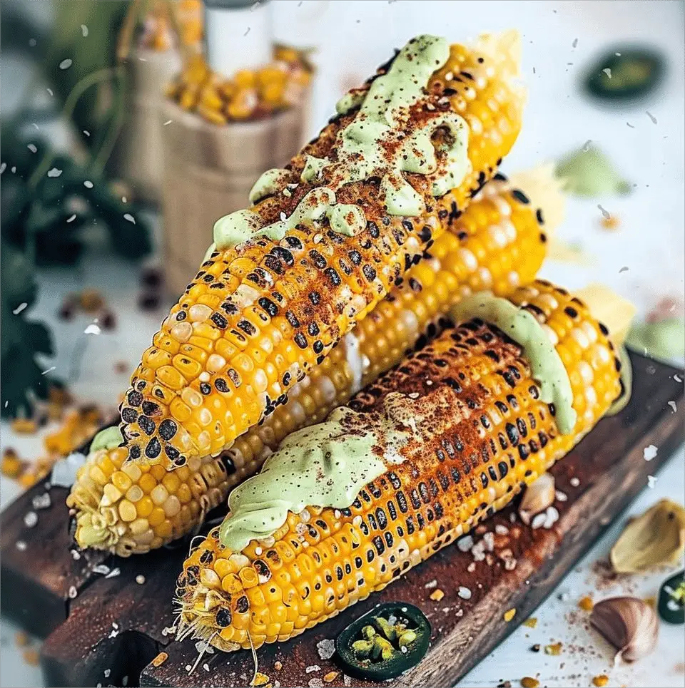 Grilled Corn On The Cob With Jalapeño Lime Crema