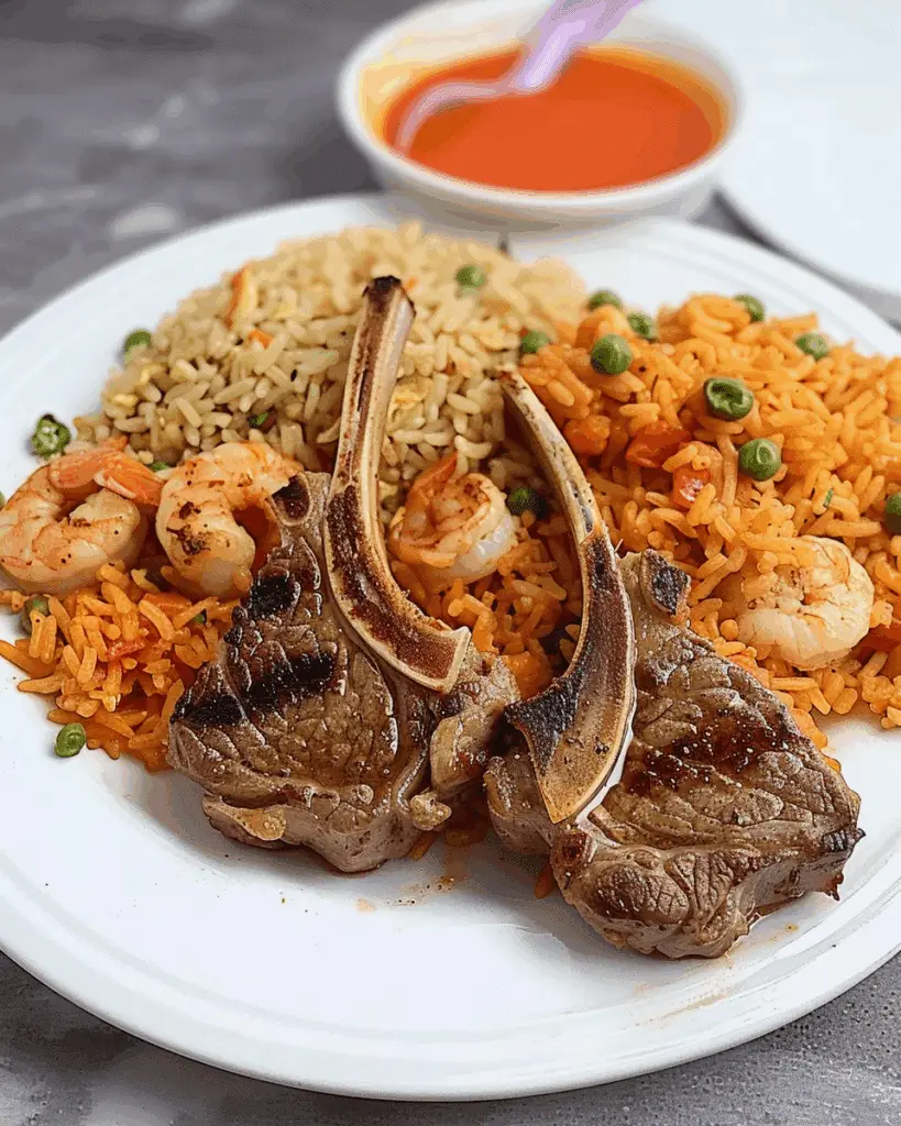 Lamb Chops and Shrimp Fried Rice