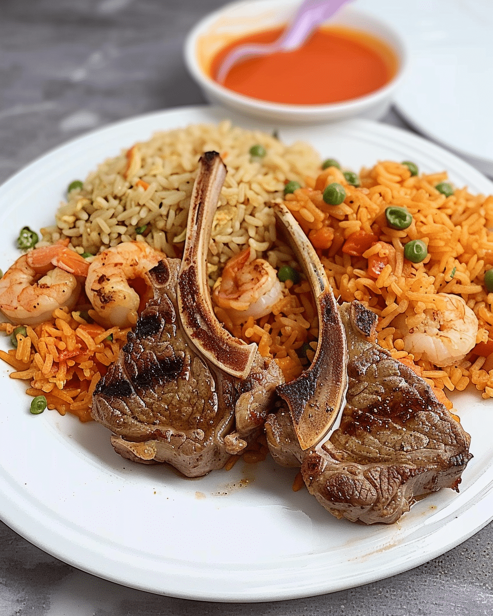 Lamb Chops and Shrimp Fried Rice