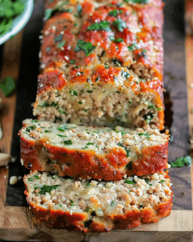 Melt-in-Your-Mouth Garlic Parmesan Chicken Meatloaf