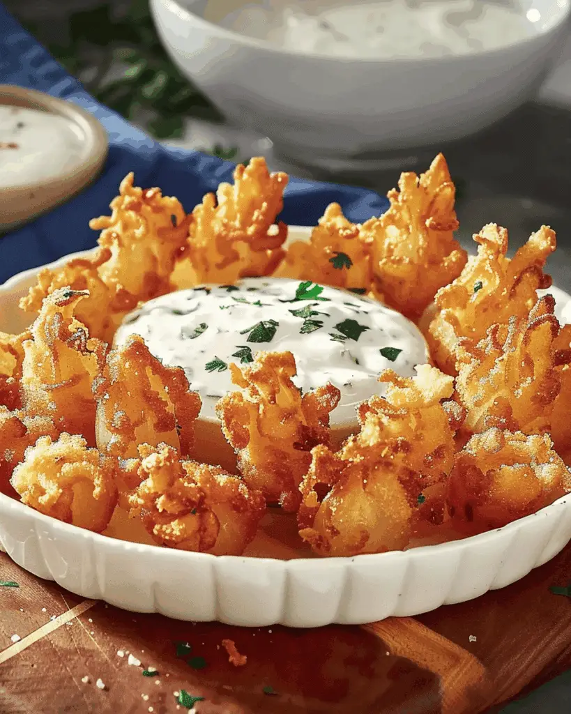 Mini Crispy Blooming Onions with Buttermilk Ranch