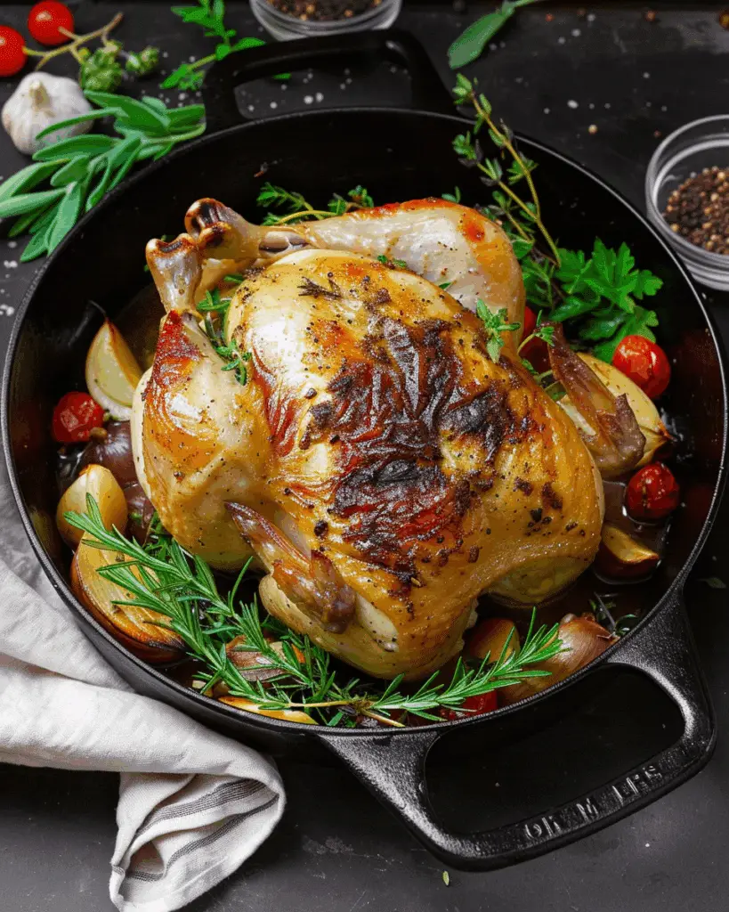 Oven‑Roasted Whole Chicken With Garlic And Herbs