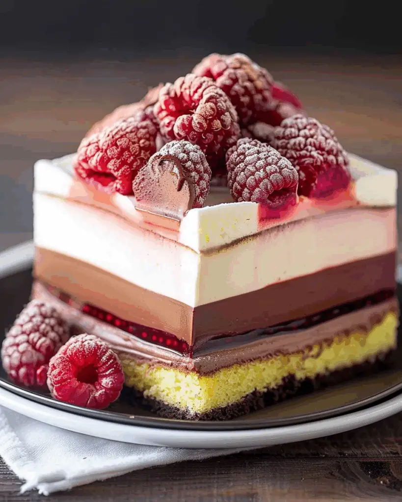 Triple Chocolate Raspberry Mousse Cake