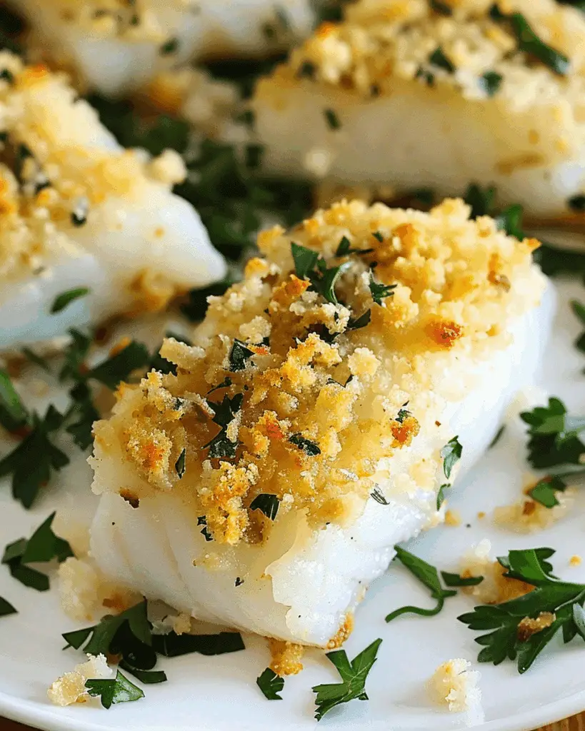Baked Cod with Crispy Garlic Herb Panko