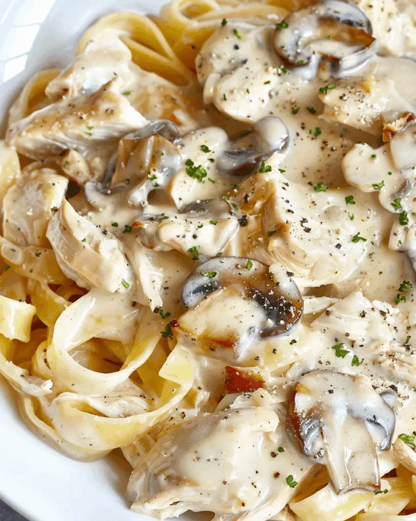 Chicken Mushroom Fettuccine Alfredo
