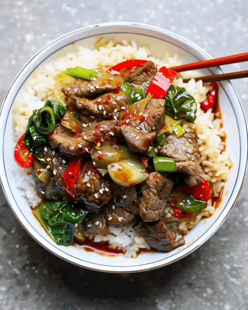 Chili Garlic Beef Stir Fry with Coconut Jasmine Rice