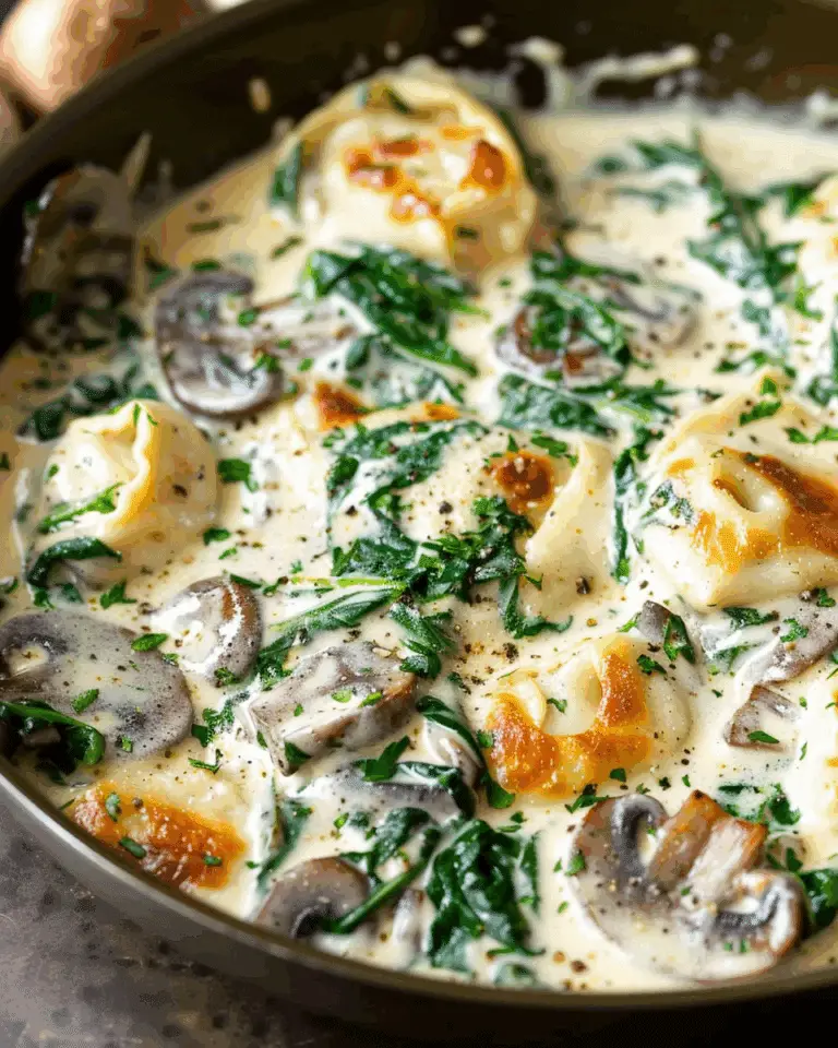 Creamy Tortellini with Spinach and Mushrooms (One Pan!)