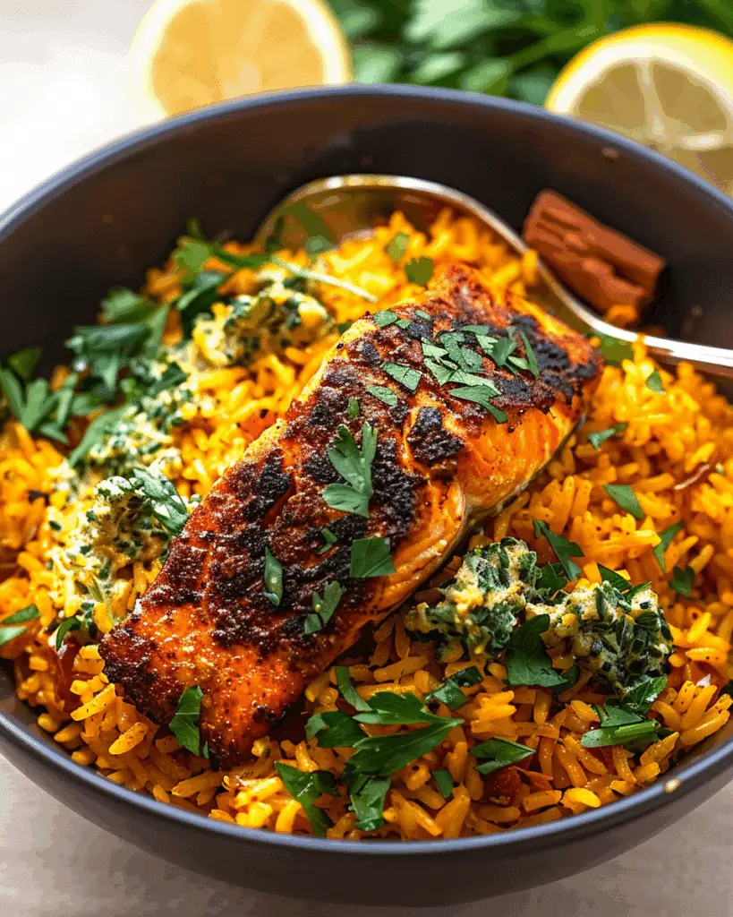 Curried Salmon & Herby Rice
