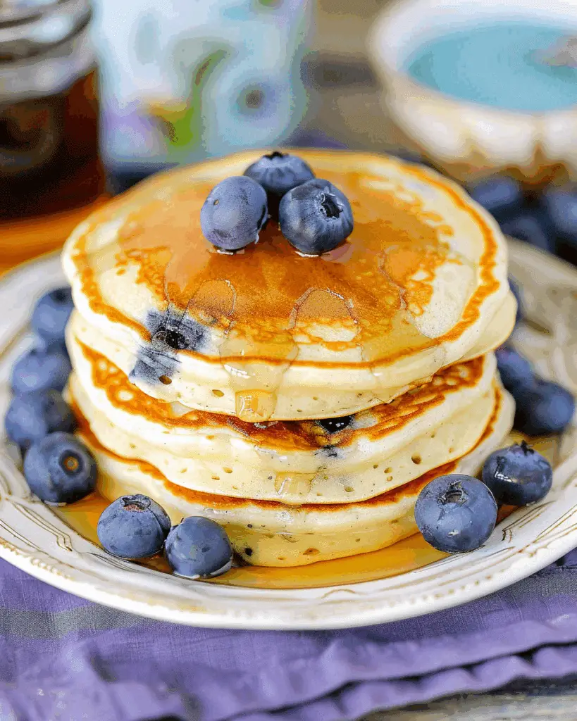 Fluffy Greek Yogurt Blueberry Pancakes