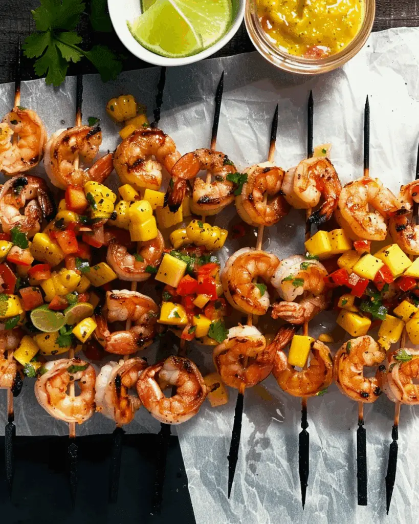 Grilled Shrimp With Charred Corn and Mango Salsa