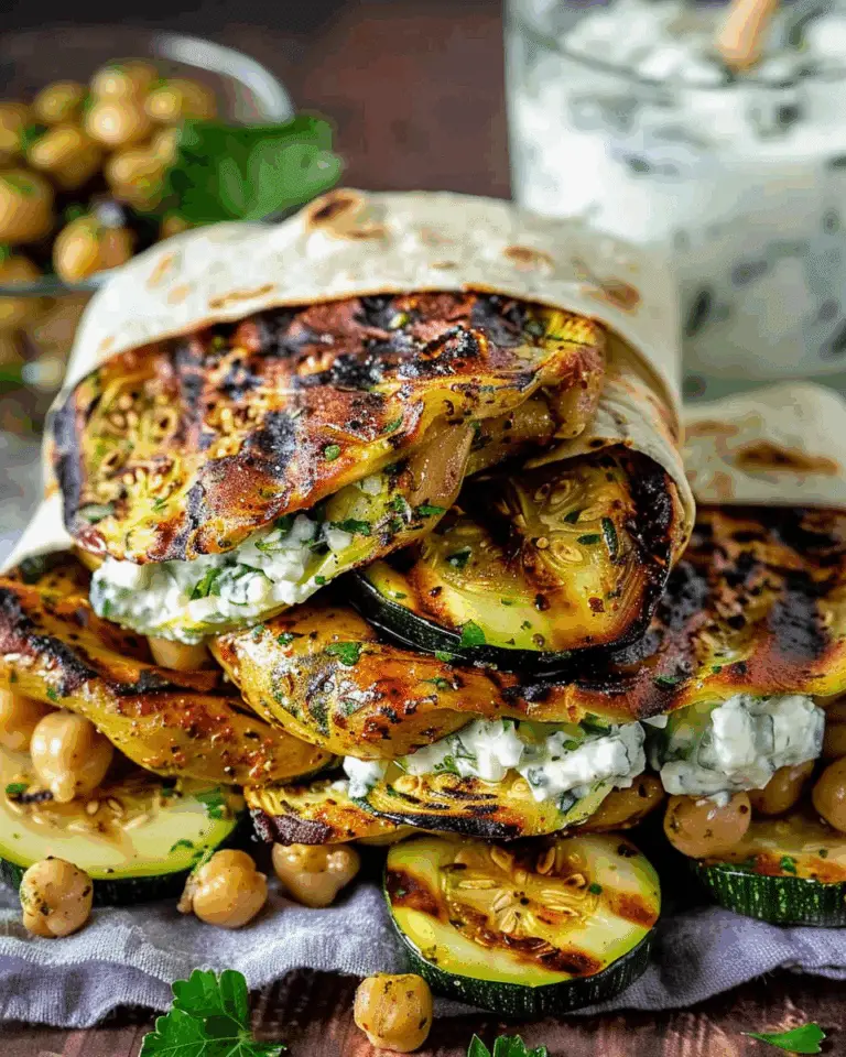 Grilled Zucchini and Feta Chickpea Wrap with Herbed Yogurt