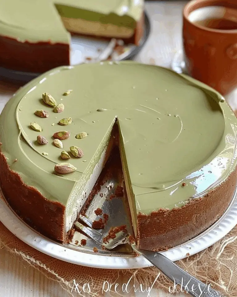 No-Bake Pistachio Biscoff Cheesecake