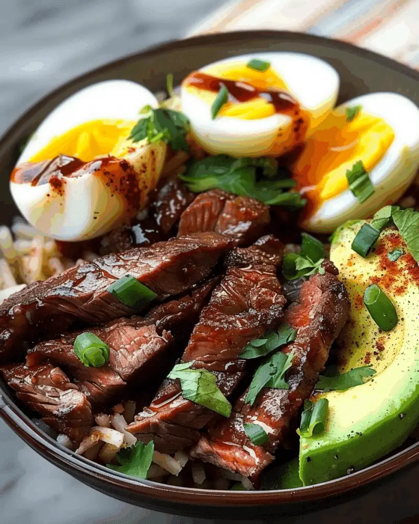 Protein Power Bowl with Steak, Avocado & Soft-Boiled Eggs