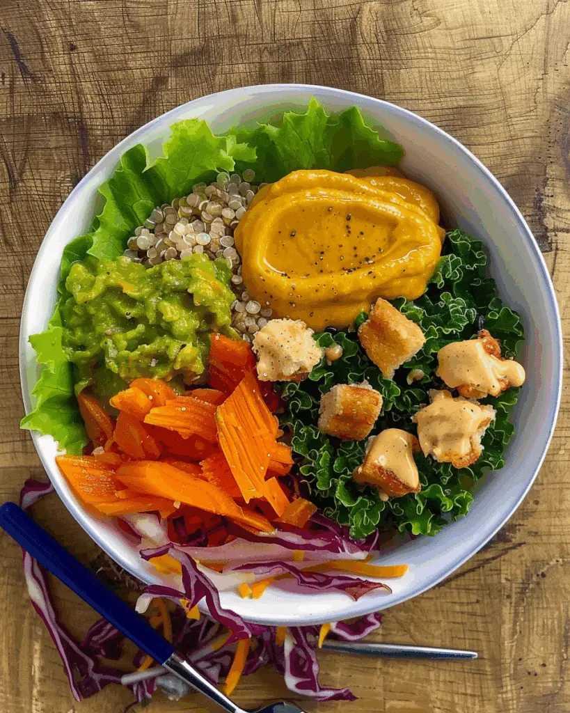 Quinoa Salad Bowl with Carrot Ginger Sauce