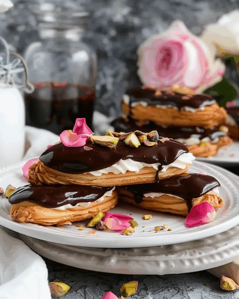 Pistachio Rose Éclair Bites